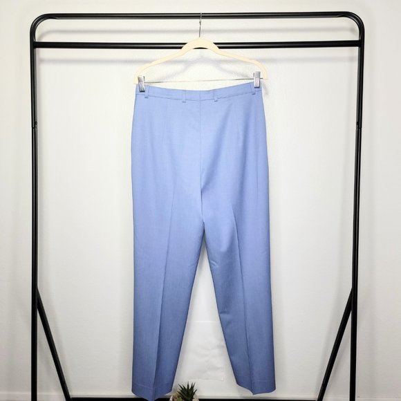 Escada Vintage 80s Light Gray Blue White & Silver Label Wool Blend Pants Size 40 - Picture 7 of 10